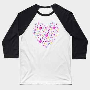 Hearts, Stars and Spirals Colorful Pattern of Love Baseball T-Shirt